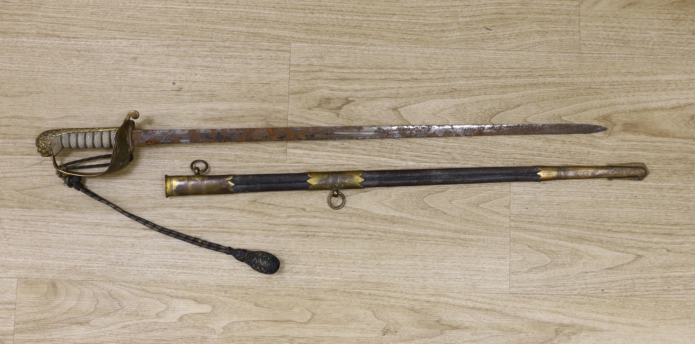 A 20th century Naval Officer' sword, Fraser & Davis scabbard